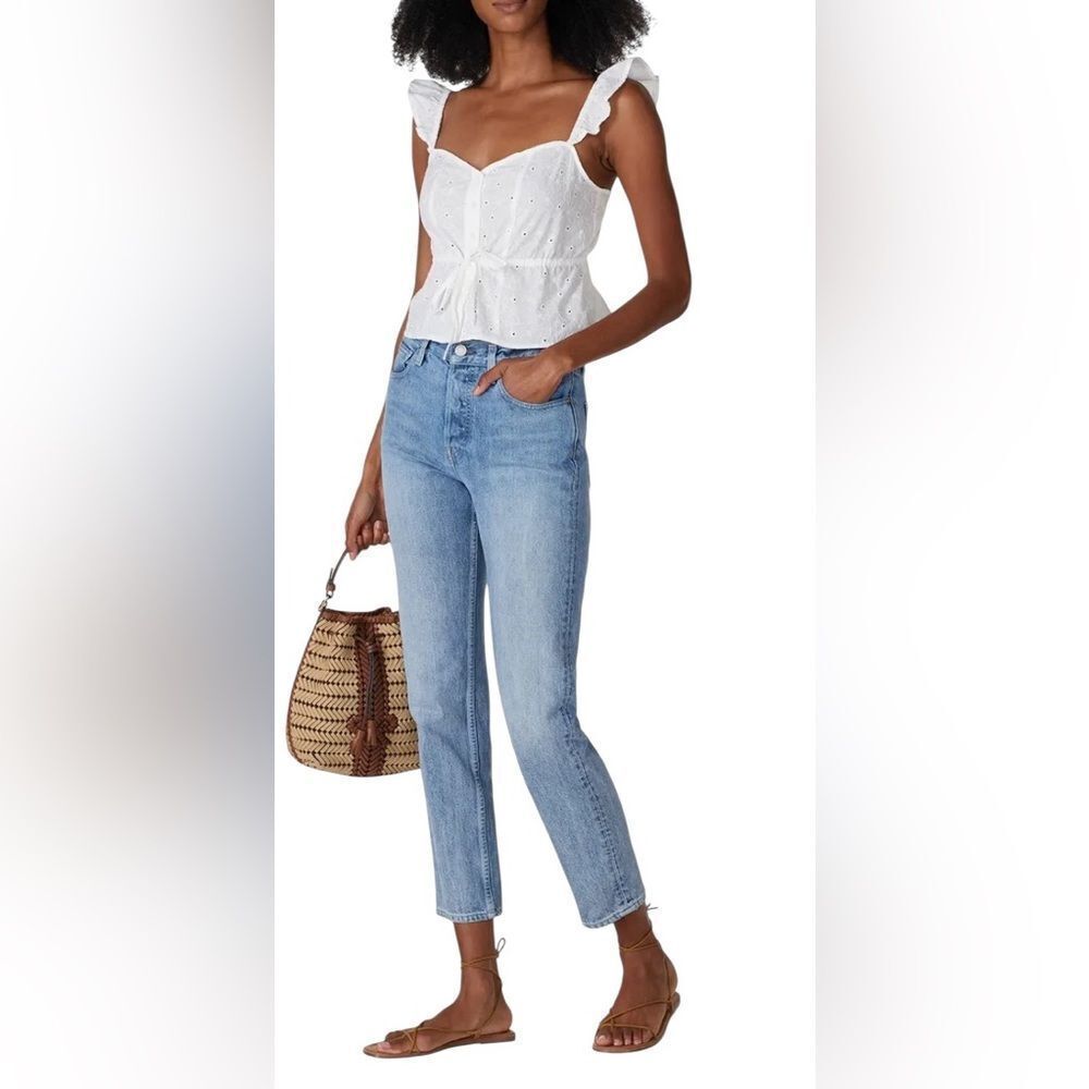 Louna White Eyelet Crop Top Size Medium